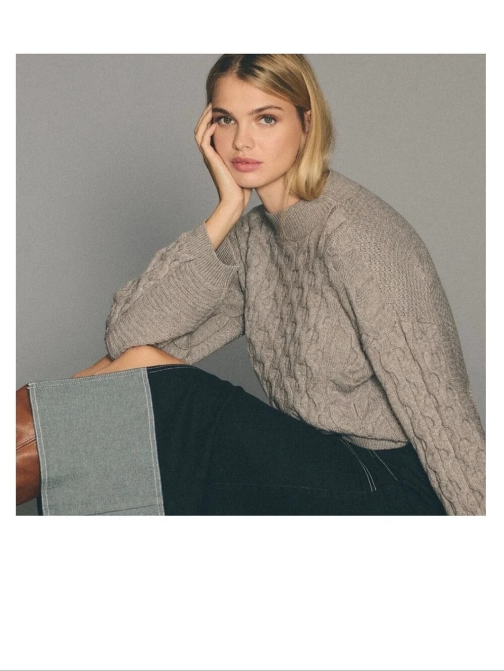 Anthropologie cable knit sweater Cropped Grey Sweater. Womens Small - Picture 2 of 7